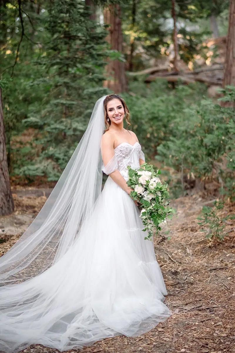 Stephanie Wears Off the Shoulders, Ethereal Wedding Dress Image