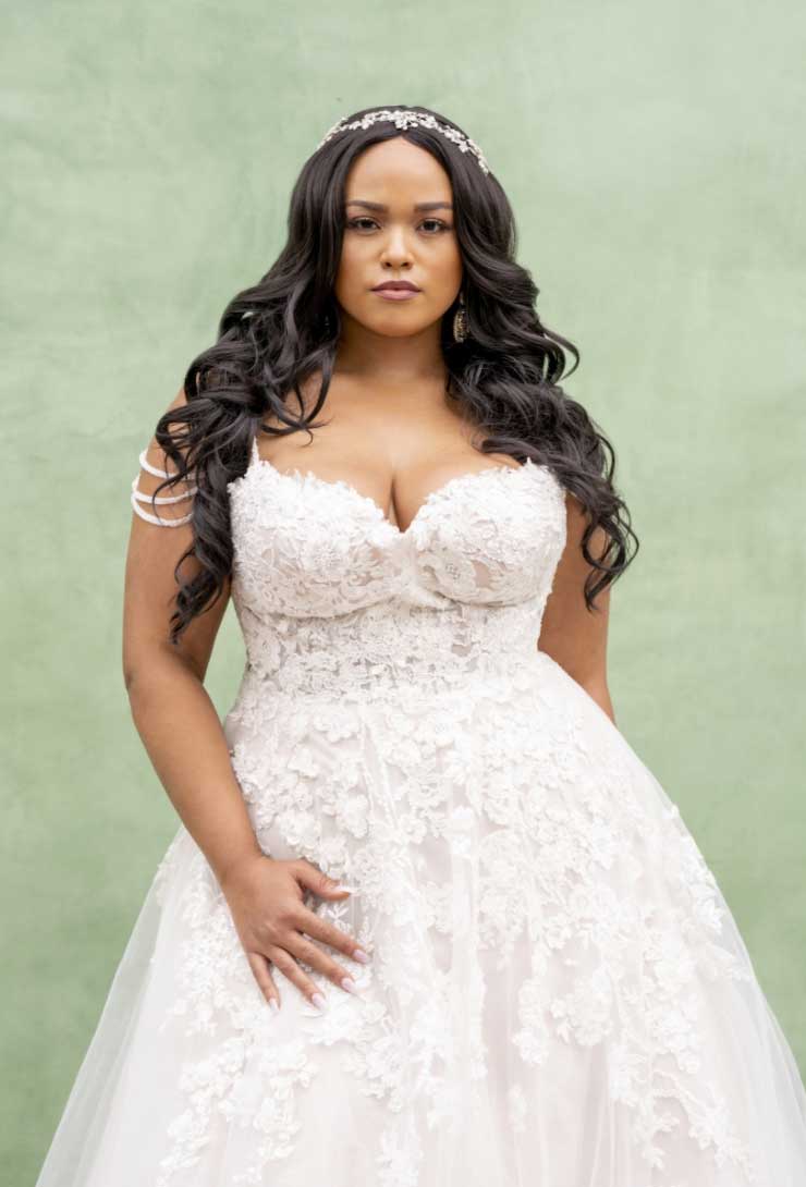 Model wearing a Plus Size Collection Gown