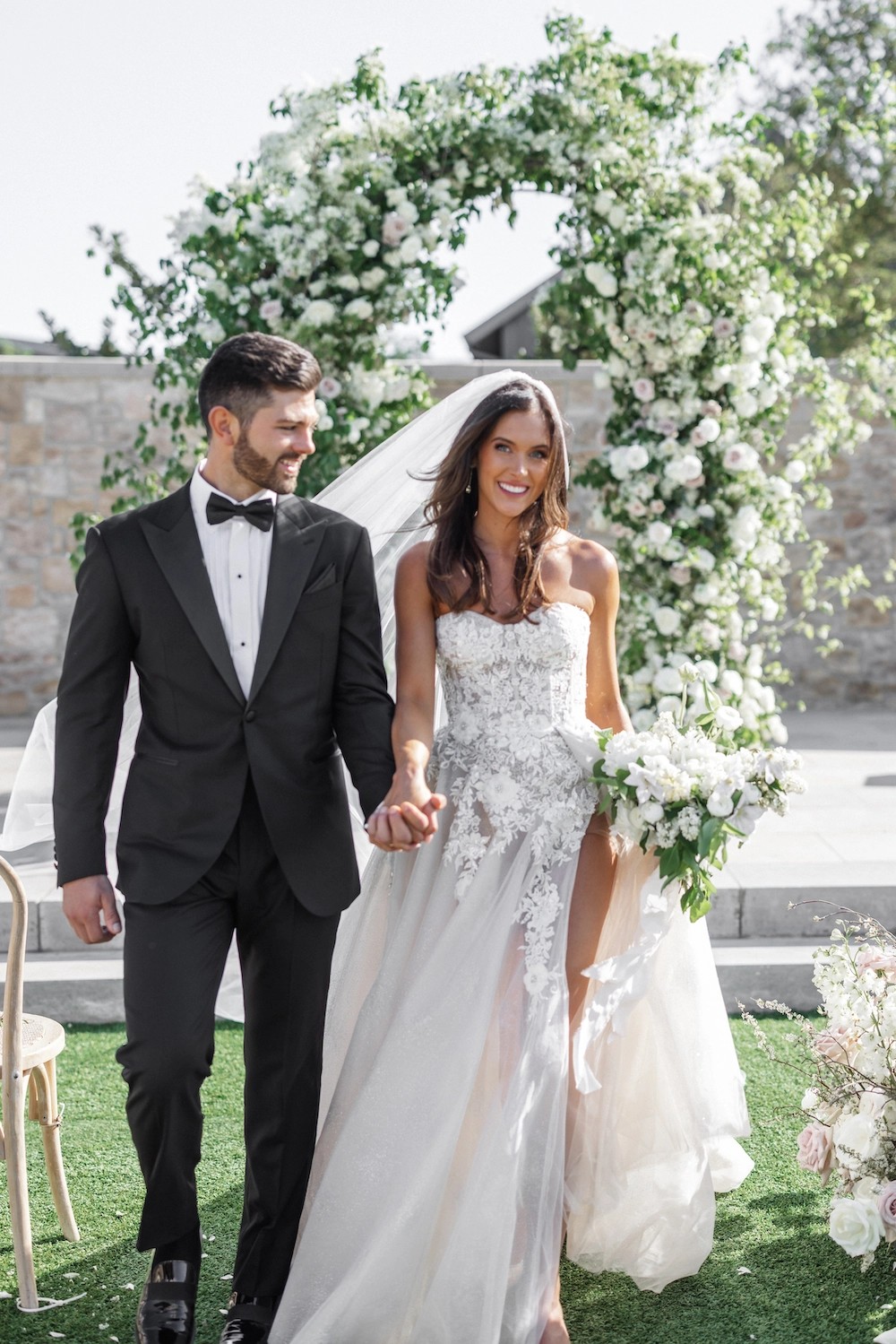 Hanna Wears Strapless, Floral Lace and Sparkle Wedding Dress. Desktop Image