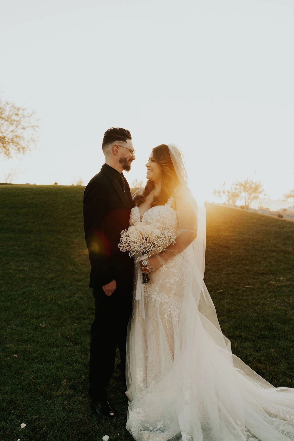 Ariel Wears Lace Mermaid Wedding Dress With Removable Sleeves. Desktop Image