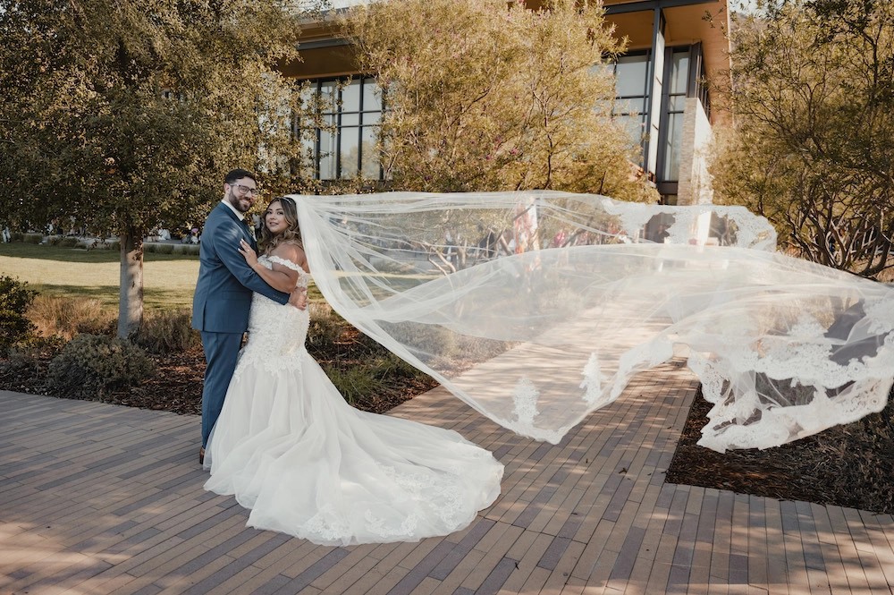 Karen Wears Off The Shoulder Lace Wedding Dress. Desktop Image