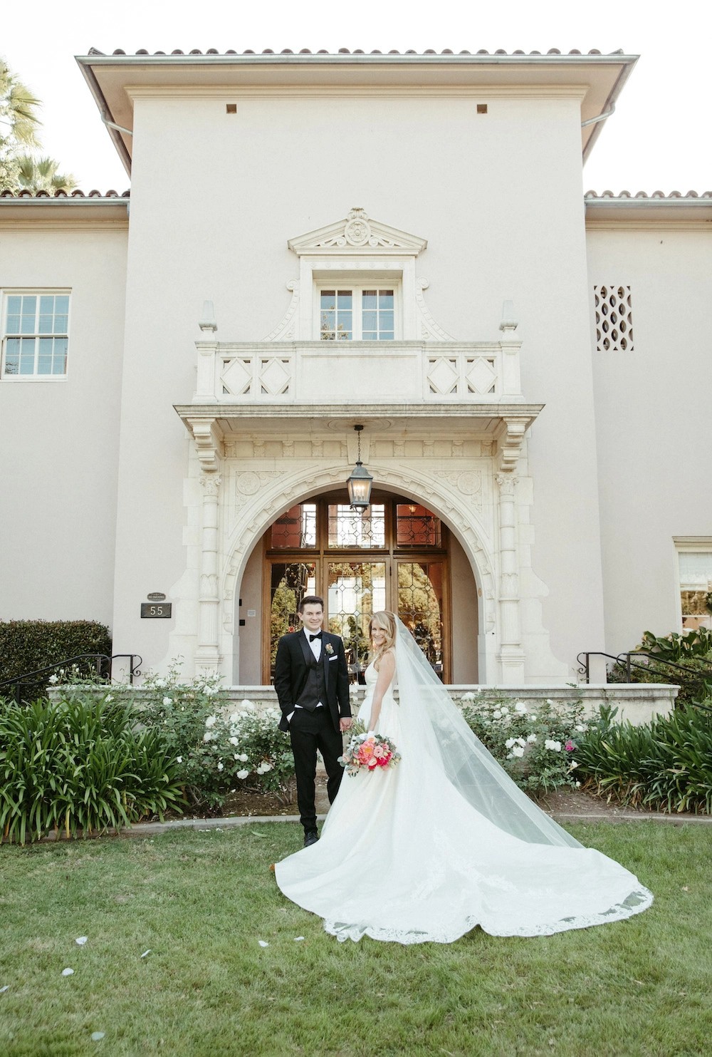 Sierra Marries Julian in Plunge Neckline Satin Wedding Gown. Desktop Image