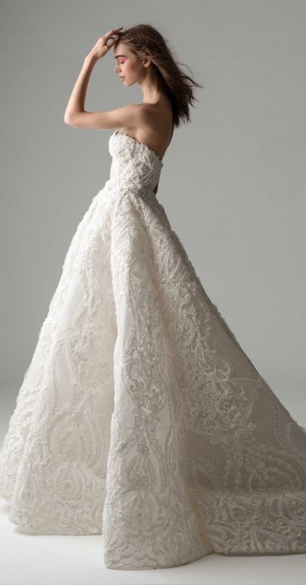 Model wearing a Alyne by Rita Vinieris Gown