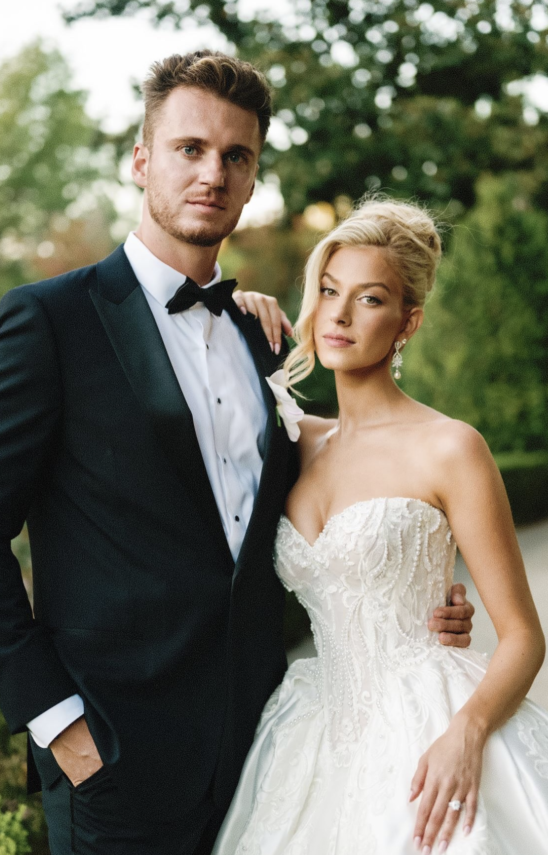 Jackie Wears a Custom Pearl-Embroidered Leah Da Gloria Wedding Dress Image