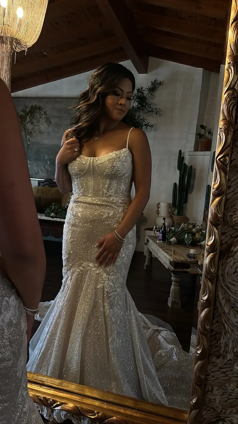 Maricris Wears Beaded Sparkle Mermaid Wedding Dress Image