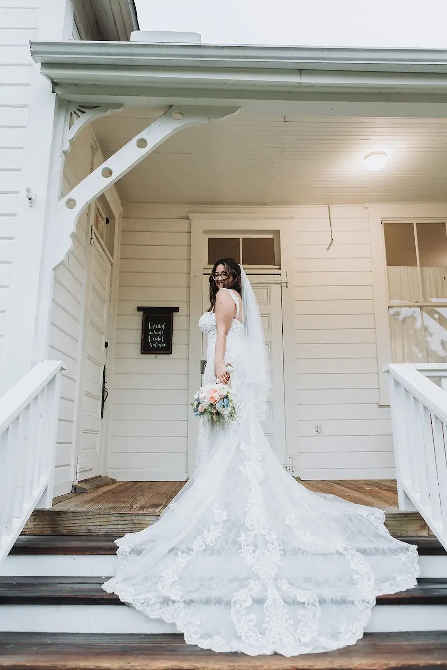 Bella Wears Traditional Lace Wedding Dress. Mobile Image