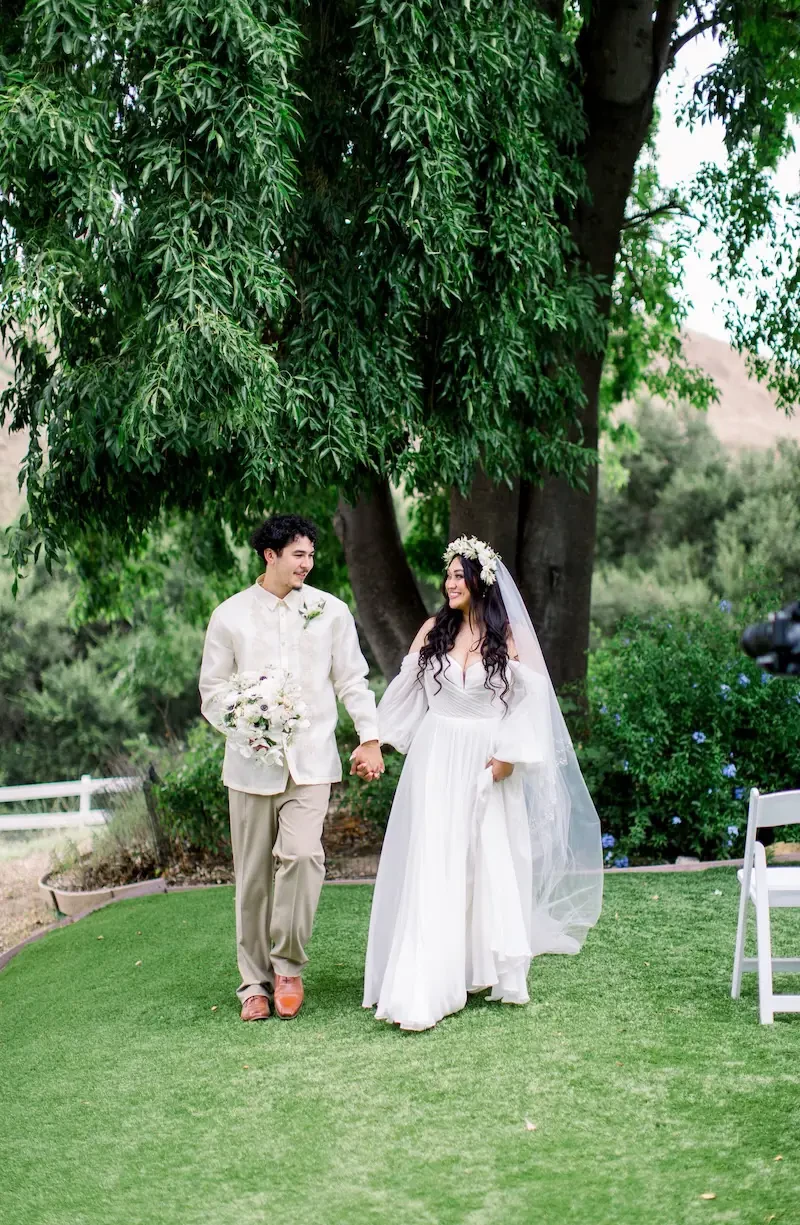 Tricia Wears Elegant Bohemian Wedding Dress With Billowy Sleeves Image
