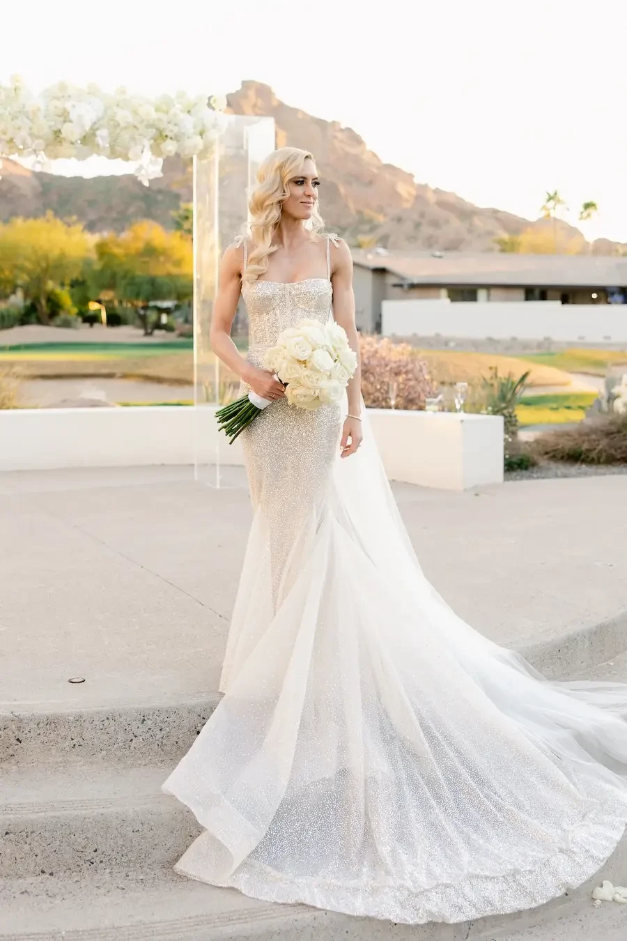 Shana Wears All Over Sparkle, Fitted Wedding Dress Image
