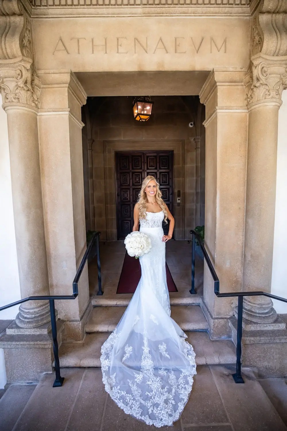 Jacqueline Wears Fitted, Lace Detailed Wedding Dress. Desktop Image