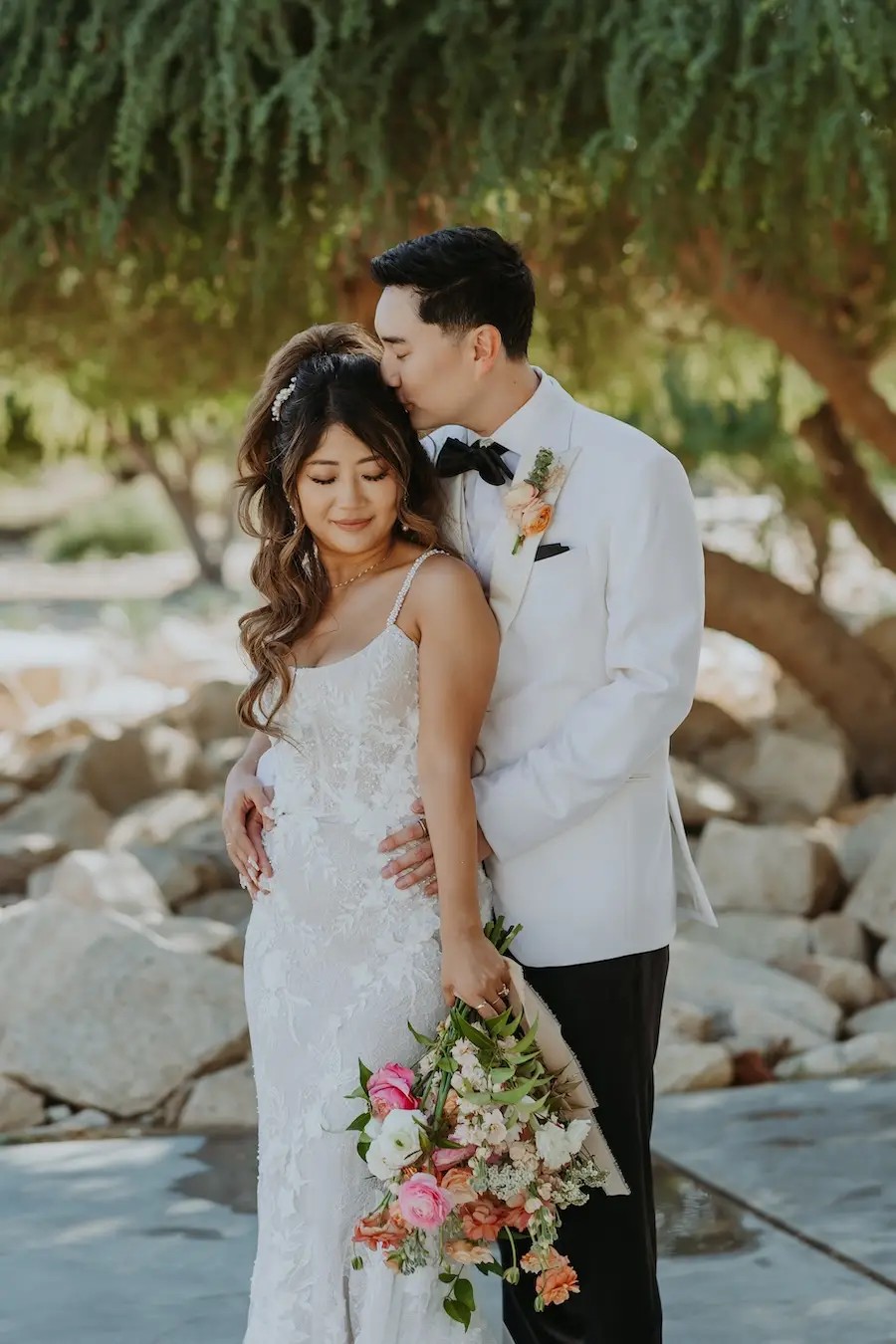 Stephanie Wears Floral Lace Wedding Dress For Destination Wedding. Desktop Image
