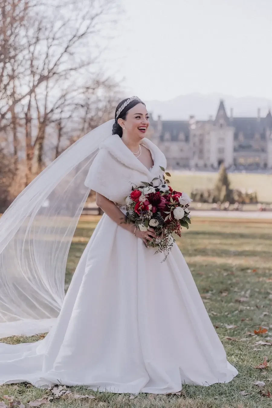 Ameneh Wears Lace Detailed, Strapless Ball Gown Wedding Dress Image