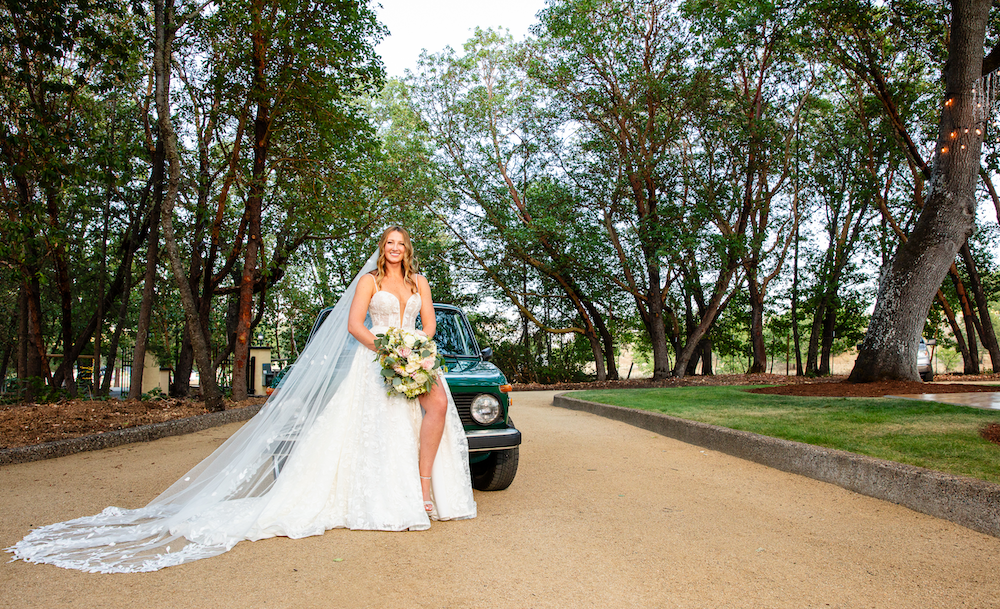 Alyse Wears Lace Wedding Dress for Oregon Wedding Image