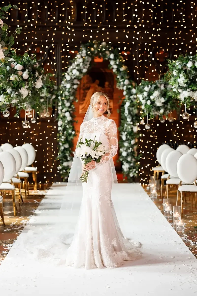 Lucy Wears Long Sleeve Lace Wedding Dress For United Kingdom Wedding Image