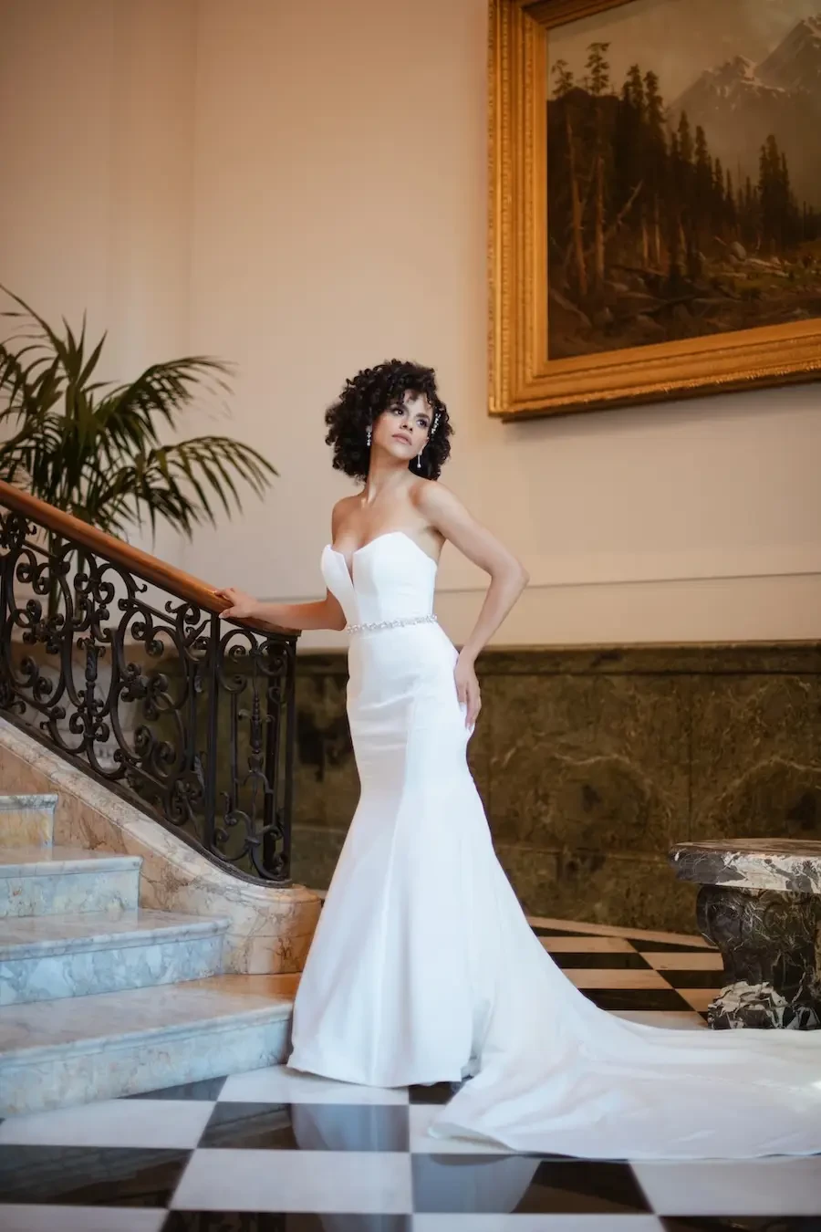 Jasmine Wears Modern, Strapless Wedding Dress Image