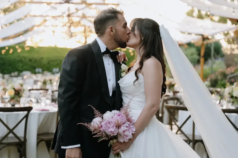 Rachael Wears Modern Luxe Strapless Ballgown Wedding Dress. Desktop Image