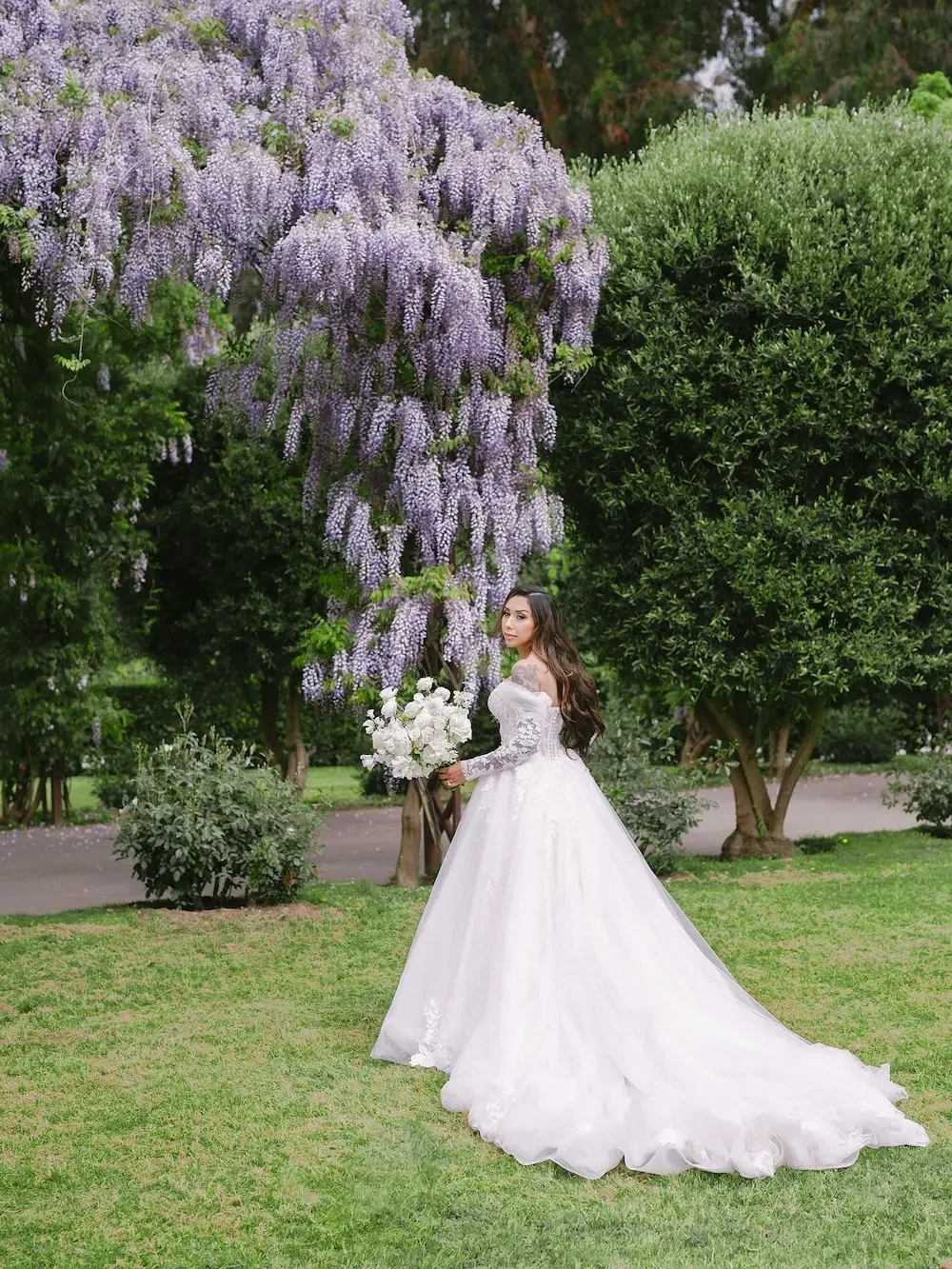 Lorena Wears Fairytale Lace Ball Gown Wedding Dress Image