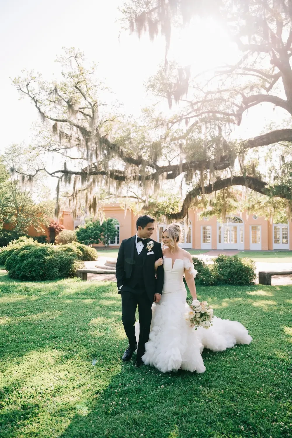 Kassie Wears Modern, Off The Shoulders Textural Wedding Dress Image
