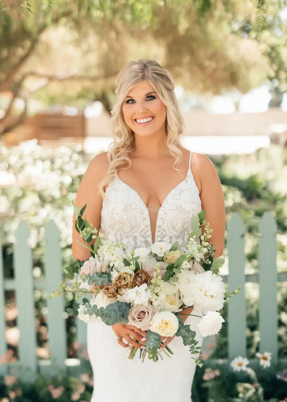 Sarah Wears Open Back Lace Wedding Dress. Mobile Image