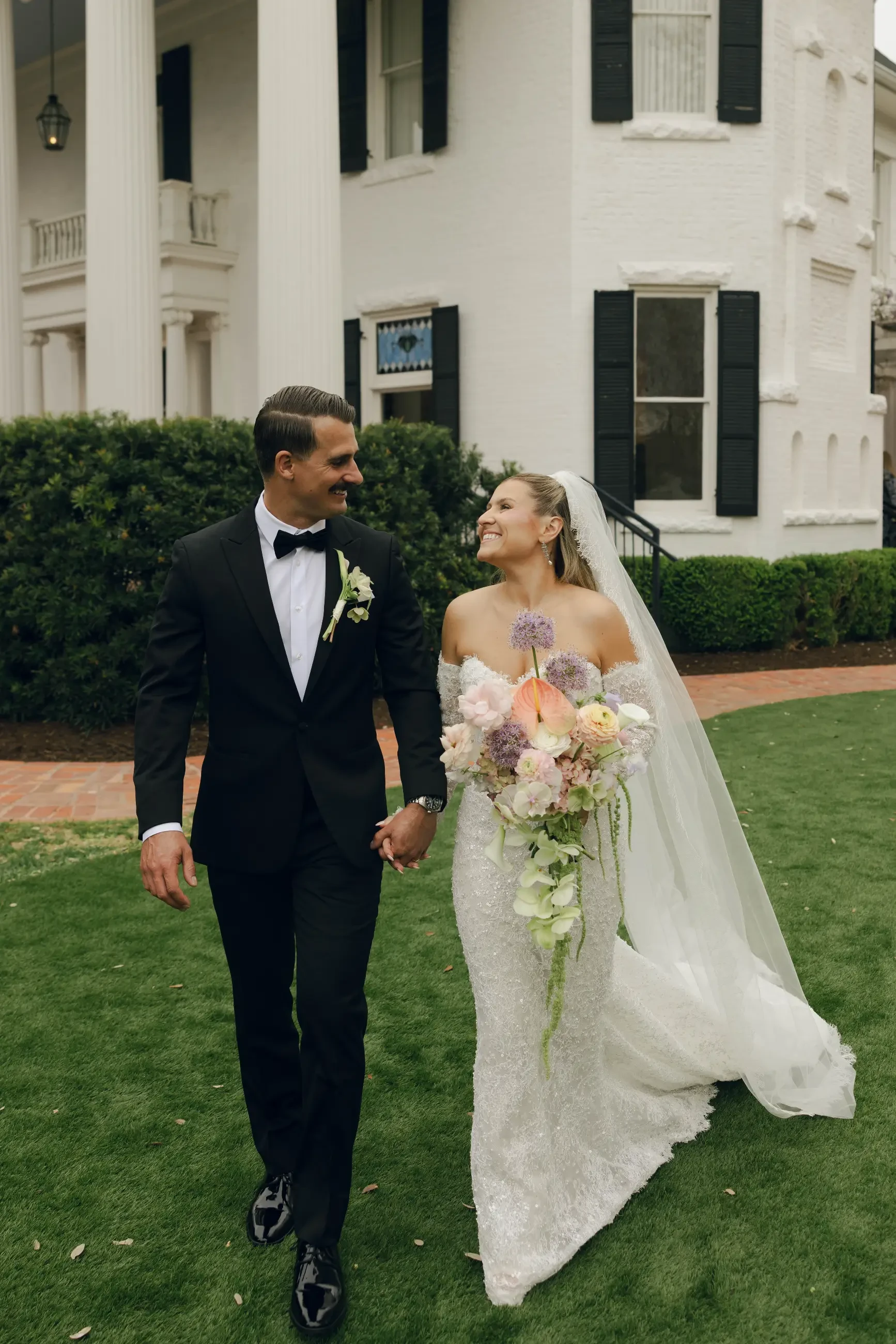 Sophia Wears a Sparkling Lace Wedding Dress with Detachable Long Sleeves. Desktop Image