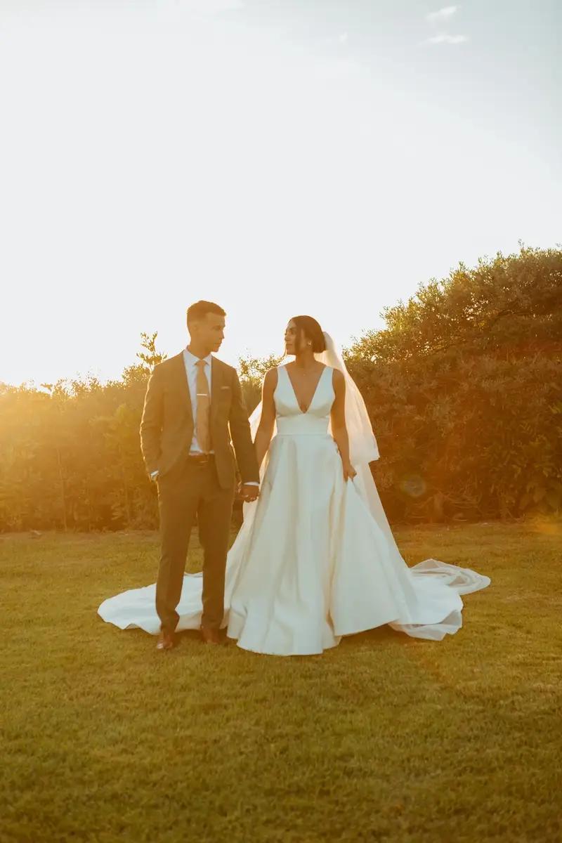 Sammi Wears Simple, Modern V-Neck Wedding Dress for California Wedding Image