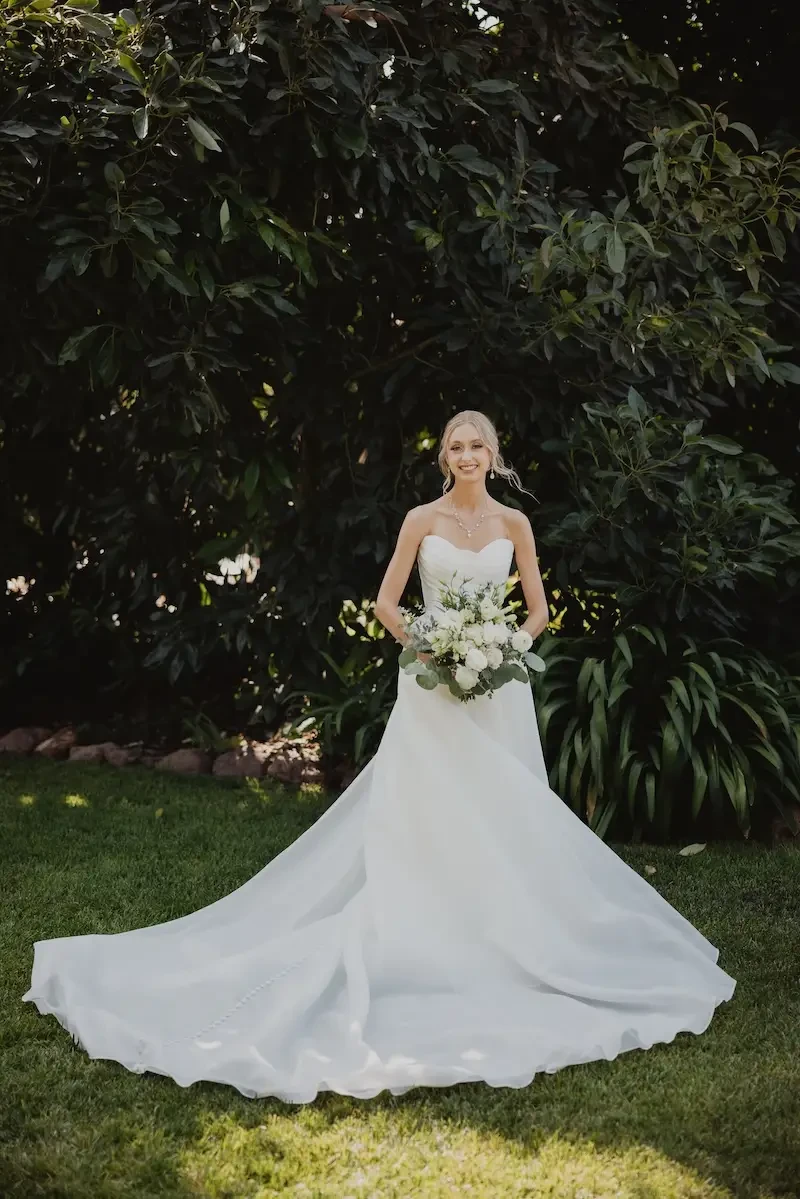 Karley Wears Minimalist, Strapless Wedding Dress Image