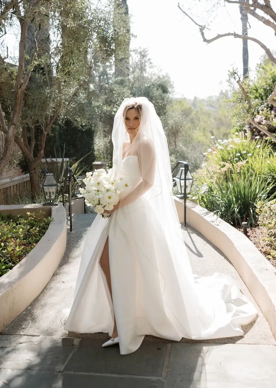 Maddy Wears Modern Strapless Wedding Dress Image