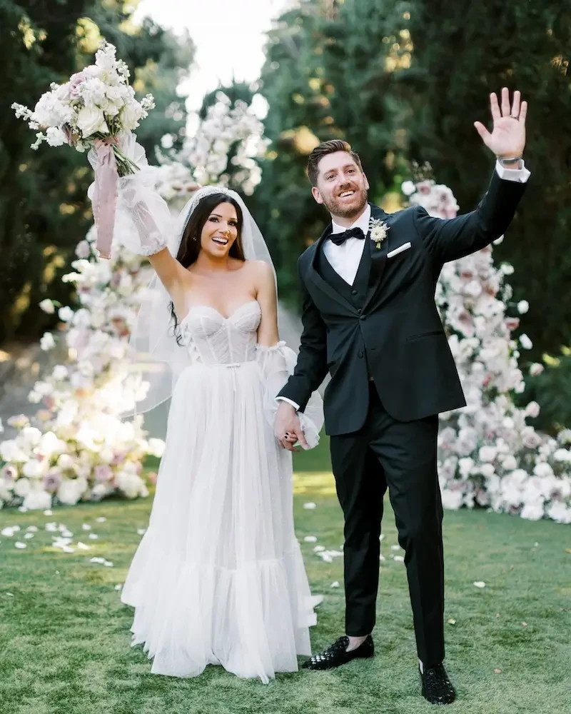 Heather Wears Sparkle Wedding Dress With Removable Sleeves For Tuscan Villa Inspired Wedding Image