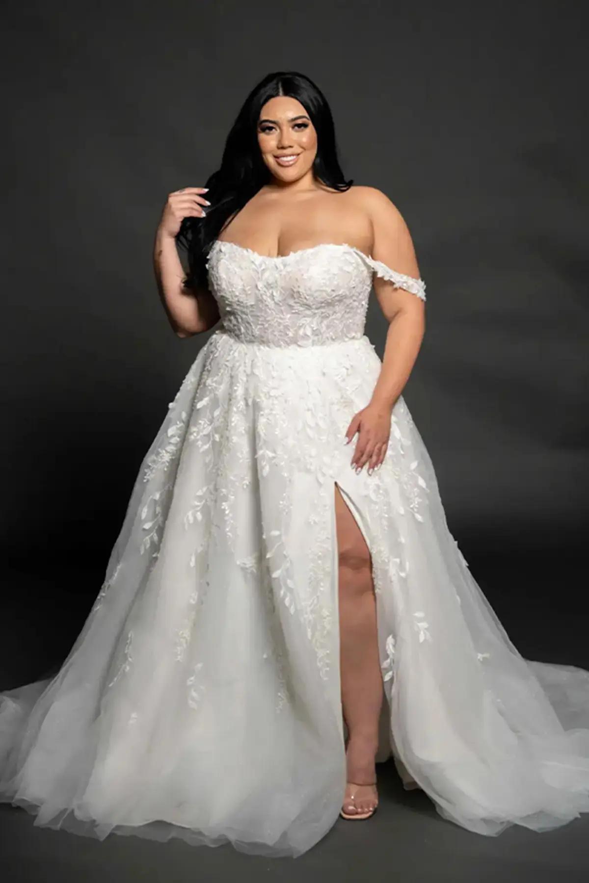 Model wearing a Plus Size Collection Gown